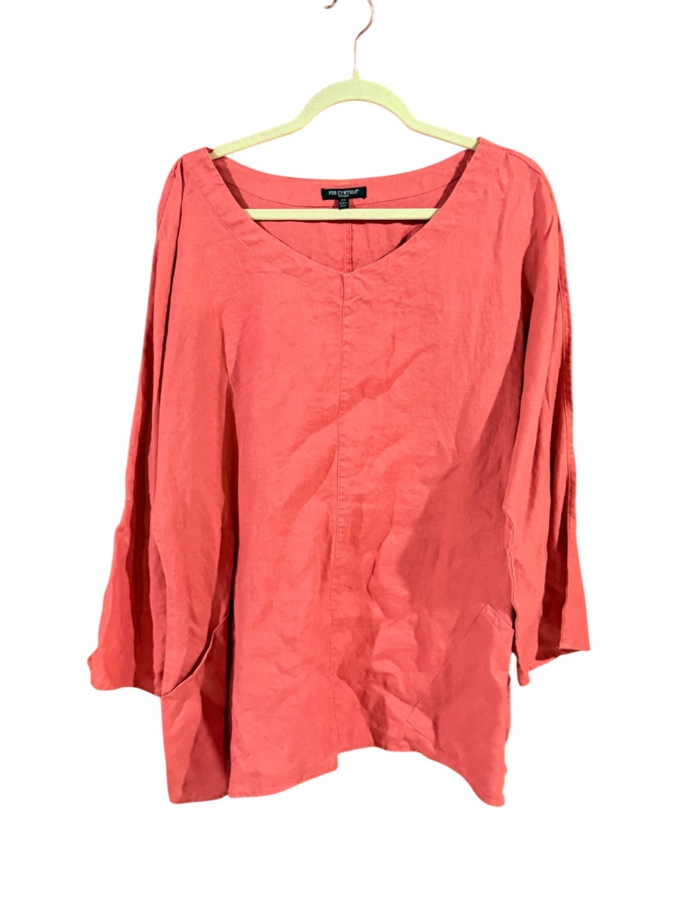 For Cynthia Coral Tunic Top with Scoop Neck
